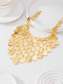 1 chiếc vòng cổ kiểu dáng Trung Đông thời trang dành cho nữ, đính kim sa, họa tiết hình học và da báo, thanh lịch cho các bữa tiệc. - vòng cổ đính kim sa - Xem 4