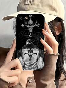 Barbablanca de One Piece mirando hacia atrás. Esta elegante funda para teléfono es compatible con Samsung, Apple, VIVO, OPPO, , Transsion, ,  y Honor. Fabricada en silicona TPU, ofrece protección contra golpes y caídas, además de una sensación superior. Es un regalo ideal para familiares, amigos y seres queridos, y la opción perfecta para San Valentín y Año Nuevo. - Negro - Ver 3