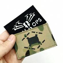 2pcs Drone Luminous Embroidery Patch Badge Sticker Set With Hook And Loop, Suitable Suitable For Jackets, Jeans, Clothing, Backpacks - B-Black - View 8