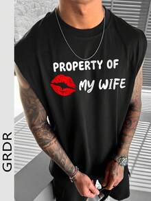 GRDR Minimalist Printed Casual Loose Fit Crew Neck Tank Top For Men, Fashionable Street Style Summer - Black - View 1