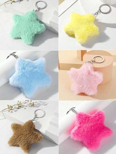 New Arrival Hot Selling DIY Handmade Cute Plush Star Keychain, Backpack Pendant, Plush Five-Pointed Star Bag Decor Pendant, Couple Star Keychain, Holiday Creative Gift, Activity Giveaway