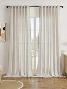 100% Blackout Shield Linen Blackout Curtains For Bedroom 72 Inches Long,Back Tab/Rod Pocket Living Room Drapes,Thermal Insulated Textured Blackout Curtains 2 Panels Set,50" W X 72" L,Cream - 1PC - View 3