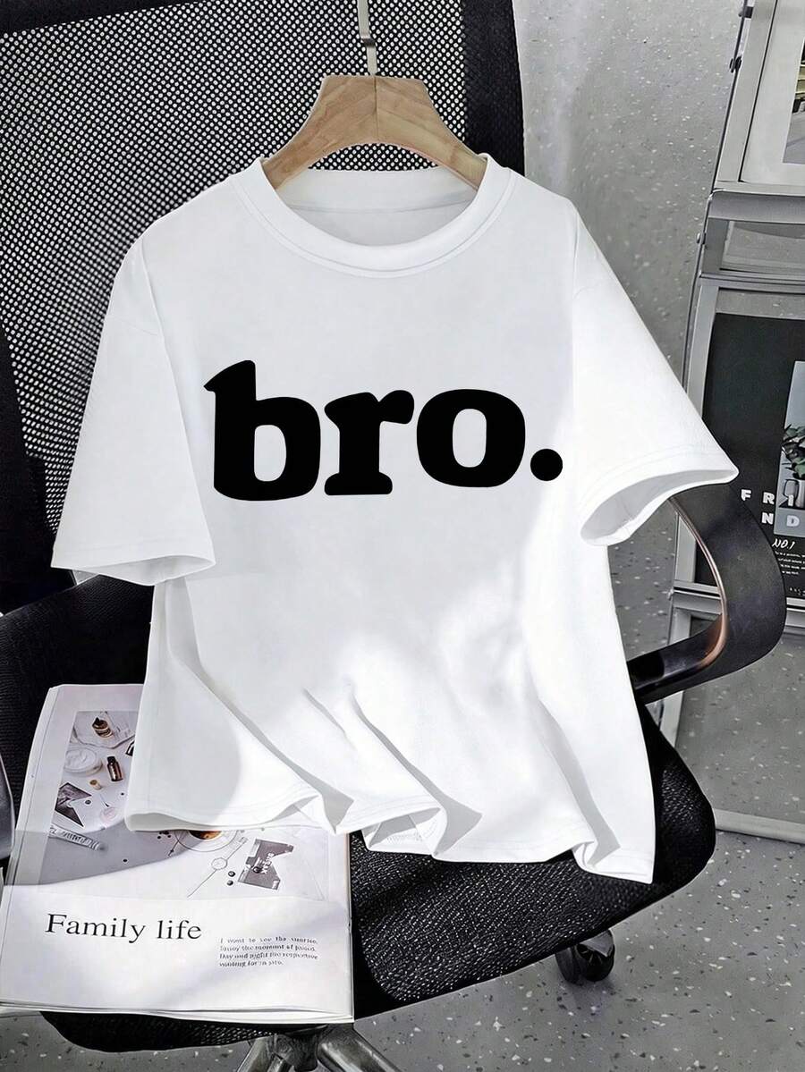 Kaos Cetak Huruf Personalisasi untuk Remaja Laki-laki, Kaos Lengan Pendek Longgar Kasual Anak-anak, Atasan Leher Bulat - Hadiah Musim Panas yang Sempurna, Cocok untuk Sekolah dan Pakaian Luar di Musim Semi/Panas - Putih - View 1