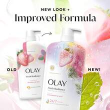 Olay Body Wash For Women, Fresh Radiance, 24/7 Skin-Loving Freshness, Visibly Radiant, Plant Based Cleansers, Vitamin B3 & Antioxidant Blend, For All Skin Types, Strawberry & Mint Scent, 29 Fl Oz - 草莓薄荷 - 查看 7