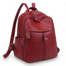 2026 New Elegant PU Leather Women Backpack, Fashion Anti-Theft In Black, Blue, Red, Brown, Large Capacity Commuter Travel Bag With Adjustable Shoulder Strap And Zipper Closure - Multicolor - View 11