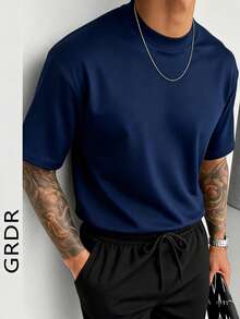 Áo thun nam tay ngắn cổ tròn GRDR, kiểu dáng thường ngày, thoải mái và thời trang. - Màu xanh hải quân - Xem 1