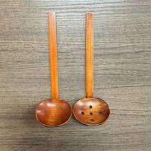 2pcs/Set Creative Turtle Shell Shaped Ladle, Japanese Wooden Long Handle Ramen Soup Spoon, Strainer Spoon, Suitable For Restaurant And Home Use - Brown - View 12