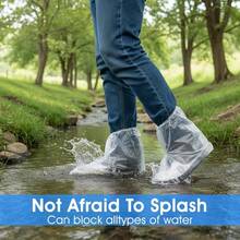 10 Pairs Shoe Covers Boot Covers Plastic Disposable Waterproof Shoe Cover Men And Women Non - Slip Outdoor Overshoes For Rain And Indoor Use - B - View 5