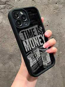 1pc Black Stylish "Time Is Money" Personalized TPU Thick Shockproof Phone Case Compatible With Iphone 11/12/13/14/15/16/13 Pro Max/14 Pro Max/16 Plus/17 Pro Max/17 Air, Street Style Protective Cover For Men - 型號2(1台) - 查看 2