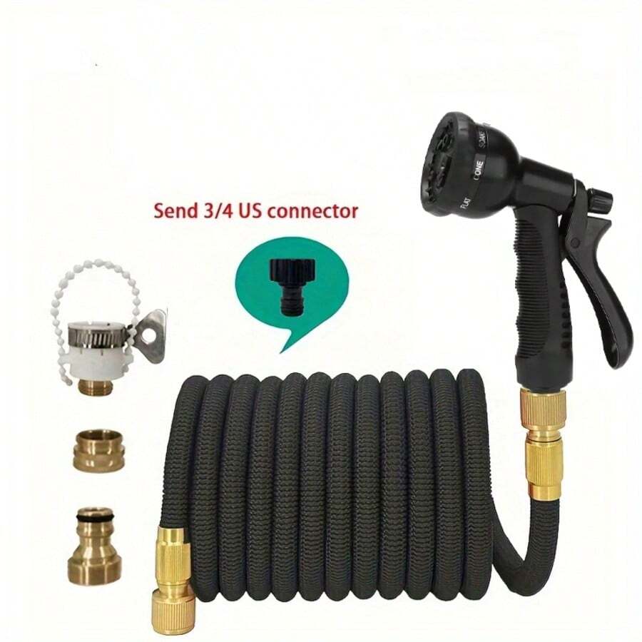 1PC Heavy Duty Expandable Magic Garden Hose - 3/4" Diameter, High Pressure Car Washing And Lawn Care, Latex With Standard European Thread Connector - A - View 1