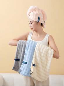 1pc Coral Fleece Thick Super Absorbent Hair Drying Towel, Minimalist Solid Color Hair Turban, Suitable For Long & Short Hair - Multicolor - View 1
