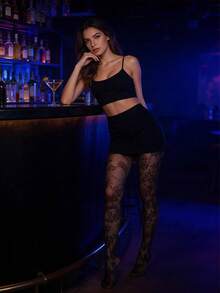 1 đôi quần tất mỏng họa tiết hoa gợi cảm dành cho nữ, quần tất mỏng màu đen, quần tất lưới cạp cao, tất dài đến đùi, đồ cần thiết cho mùa hè, quà tặng sinh nhật, cosplay. - Nhiều màu - Xem 3