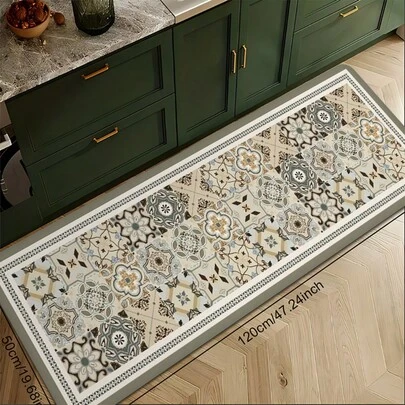 1 قطعة بساط مطبخ بطراز بوهيمي رجعي مطبوع، بساط مطبخ بنمط هندسي، بساط أسلوب إنستقرام، بساط مطبخ، بساط مدخل، بساط صغير، بساط، بساط ممر، بساط أرضي، ديكور منزلي، بساط منطقة، بساط خارجي، ديكور منزلي، بساط غرفة نوم، بساط قابل للغسل، بساط ماص ومتين
