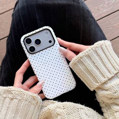 GIIPPA This Matte Black Polka Dot Phone Case In White Base Is Compatible With IPhone 17, 17 Air, 16, 15, 14, 13, 12, 11, PRO MAX, And PLUS. The Elegant Design Suits Both Men And Women, Making It An Excellent Gift For Your Girlfriend On Occasions Like Christmas, Valentine's Day, Easter, Wedding Season, And Birthdays!