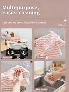 10 piezas/5 piezas Paños de limpieza de cocina, paños de cocina, trapos de cocina sin aceite, toallas de limpieza multiusos, toallas de limpieza del hogar, toallas de limpieza de cocina y baño, toallas absorbentes duraderas, fáciles de quitar manchas y grasa, suministros de limpieza, herramientas de limpieza - Cuadrado - Ver 3