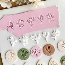 5pcs Flower & Leaf Polymer Clay Stamp Molds, Flower Polymer Clay Cutters And Soft Clay Cutters, Suitable For DIY Jewelry Making And Clay Crafts - White - View 3