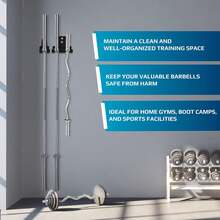 Yes4All Soporte Vertical para Barras olímpicas montado en la Pared, Estante de Almacenamiento para Barras, Estante para Barras Colgantes para Equipo de Fitness en casa - barra de pared - 1 barra - Ver 2