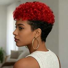 6 Inch Short Pixie Cut Human Hair Wig, Women's Curly Textured Full Lace Front Wig - Multicolor - View 12