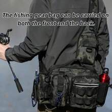 Men's Fishing Tackle Backpack With Lure Box Gear Storage Bag Fanny Pack Fly Fishing Bag With Rod Holder Sling Shoulder Pack - Multicolor - View 3