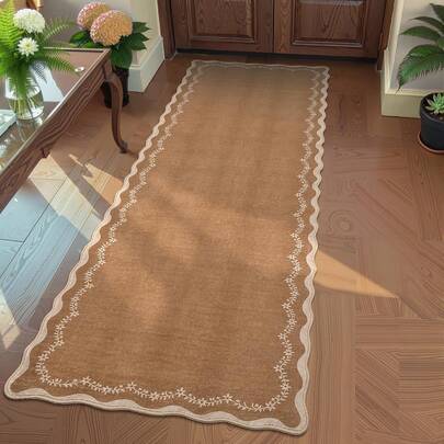 1pc Brown Ditsy Floral Pattern Runner Rug, Vintage Rug, Bohemian Rug, Hallway Long Rug, Rug, Runner Rug, Area Small Rug, Mat, Home Decor, Area Rug, Living Room Area Rug, Living Room Home Decor, Room Decor, Washable Rug, Room Decor Rug, Home Decor Rug, Sofa Seat Rug