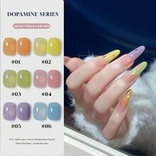 12毫升/瓶 2026新款彩色多巴胺果冻指甲油，冰透明白色指甲凝胶，蓝色、粉色、裸色、紫色共6种颜色，适合美甲沙龙DIY和家庭使用 - 彩色 - 查看 3