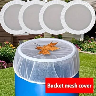2pcs White Outdoor Water Tank Leaf Protection Net Cover - Insect And Leaf Protection For Garden, Lawn And Outdoor Buckets, Polyester Filter Net Cover, Easy To Install, Outdoor Water Source Protection | Net Cover Design | Mesh Material