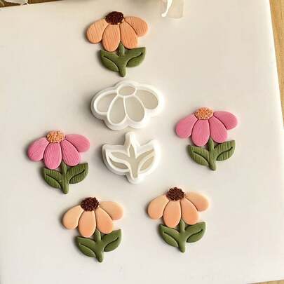 2pcs Flower Polymer Clay Cutters, Suitable For Making Flower Clay Cutters For Earrings, Applicable To Jewelry Earrings And Earring Crafts DIY Molds, Suitable For DIY Spring And Valentine's Day Earrings And Ceramic Crafts, Very Suitable For Handmade Earring Jewelry Making, Novel Style, Beautiful And Fashionable