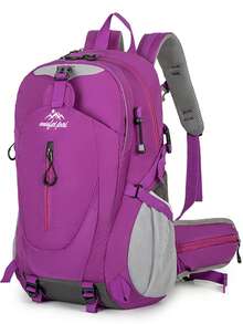 1pc Mountain Peak Embroidery + Multi-Pocket Design Waterproof Nylon Large Capacity Decompression Backpack, Zipper Closure, Outdoor Hiking, Trekking, Daily Commute - Multicolor - View 13