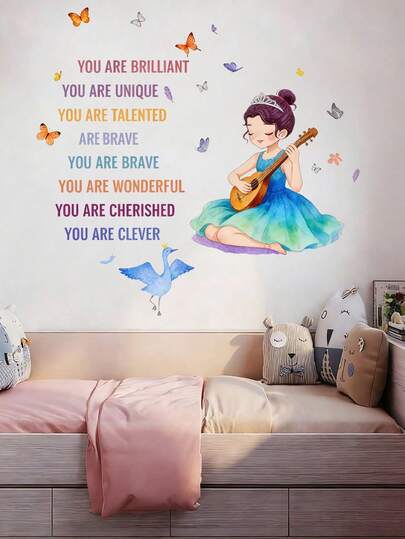 Colorful Butterfly & Bird Wall Stickers | Inspirational Quote "You Are Unique" Decals | Removable Waterproof Peel And Stick Decorative Stickers, Suitable For Girls Room Decor