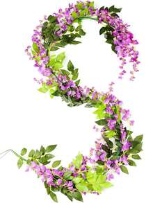 一套10件人造紫藤花藤悬挂装饰，白色丝绸紫藤花环，适用于婚礼拱门、派对花园、家居装饰、复活节礼物、婚礼装饰、精美房间装饰、家居装饰、情人节、生日礼物、毕业礼物等。 - 紫紅色 - 查看 5