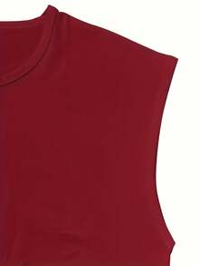 GRDR Áo ba lỗ nam cổ điển màu trơn, thích hợp cho thể thao, tập thể dục và mặc hàng ngày vào mùa hè. - Màu Đỏ Sâu - Xem 4