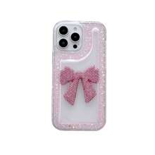 1pc Glitter Puff Shell, DIY Rhinestone Big Bow, Customized Name Phone Case, Personalized Name Design Cover, Customized Name Cover, Heart-Shaped Phone Case, Anniversary Gift, Valentine's Day Gift, Suitable For S25 Ultra/S25 Plus/S25/S24 Ultra,11/11 Pro/11 Pro Max/12/12 Pro/12 Mini/12 Pro Max/13/13 Pro/1 Pro Max/13 Mini/14/14 Plus/14 Pro/14 Pro Max/15/15 Plus/15 Pro/15 Max/16/16 Plus/16 Pro/16 Pro Max 16E, Android Phones - Pink - View 8
