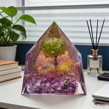 Stonehaven Tree Of Life Orgone Pyramid, Natural Energy Peridot Amethyst Orgonite Crystal Healing Pyramid, For Reduce Stress, Balance Chakra, Meditation Attract Luck, Accumulate Wealth Health (6cm) - Multicolor - View 7
