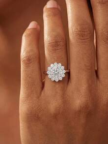 1pc Exquisite 925 Sterling Silver Blooming Flower Design Ring, Wedding Jewelry, Anniversary Gift For Women - Flower Shape - View 3