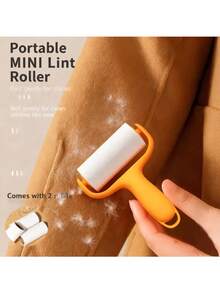 1pc Mini Lint Roller With Refillable Sticky Sheets, Portable Lint Brush High Adhesive Pet Hair Remover - 1 Handle + 3 Replacement Parts - View 7