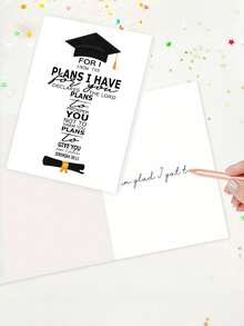 1pc Christian Graduation Card With Envelope - Bible Verse Graduation Greeting Card - Inspirational Gift For Family, Friends & Classmates, Blank Inner Page For Writing - A - View 4