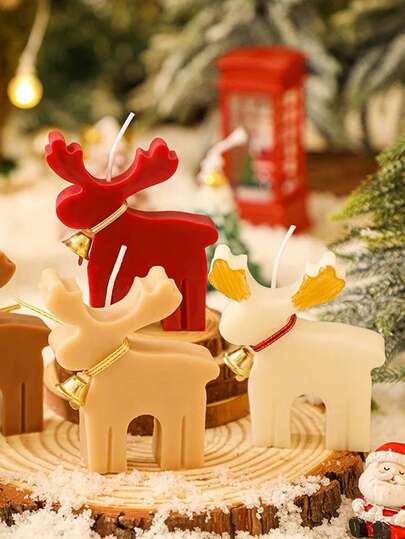 New Flat Reindeer Aroma Candle Silicone Mold, Christmas Tree Reindeer Fragrance Stone DIY Decor, Desktop Ornament