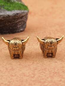 1/2pcs Small Ox Sculpture Decor, Suitable For Home/Office Decoration, Tea Pet And Ornaments, Applicable For Tea Ceremony Or Decoration (Bronze) Festival Decorations - Miniature Bull - View 7