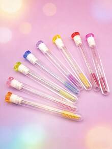 1/3/5/7pcs Diamond Crystal Handle Mascara & Eyebrow Brush Set With Tube, Lash/Brow Grooming Makeup Brushes, Independent Packaging, Travel-Friendly Cosmetic Tool - Pink - View 5