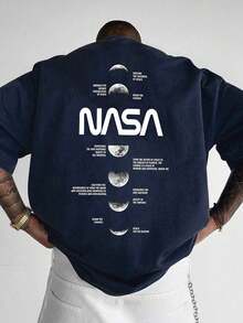 1pc Men's Fashionable Printed Loose Fit Short Sleeve T-Shirt | Exquisite Design | Summer Essential | Easy To Match, Showcasing Your Style - Navy Blue - View 1