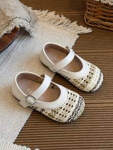 Girls' Princess Shoes, Toddler Girls' Versatile Fashion Moccasin Leather Shoes, Spring/Summer Girls' Hook And Loop Woven Sandals - Beige - View 4