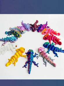 1/3/5/10pcs Flexible Posable Chameleon Figurines, 10cm/3.94inch, Random Body & Eye Colors, Durable Plastic Reptile Model For Home/Office Decor, Aquarium, Desk Display - Indoor/Outdoor Use, Ideal Gift For Reptile Lovers, Gradient Rainbow Chameleon Printed Model - Perfect Gift For Friends & Family - Artistic Desktop Decor - Movable Limbs - Suitable For Parties & Outdoor Display - Fish Tank Decoration - Multicolor - View 7