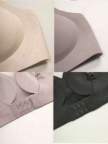 3pcs Bras For Women, Lift & Firmness, Soft & Breathable Fabric Comfortable Lingerie For Women, Casual & Cozy, Simple Solid Color With Removable Pads, Breathable And Skin-Friendly, Contouring To The Curves, Soft And Comfortable, Suitable For Daily Home Wear - 彩色 - 查看 10