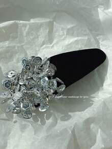 1pc Elegant Sparkling Beaded Hair Clip, Boho Design Front Bangs Hairpin For Women - Multicolor - View 4