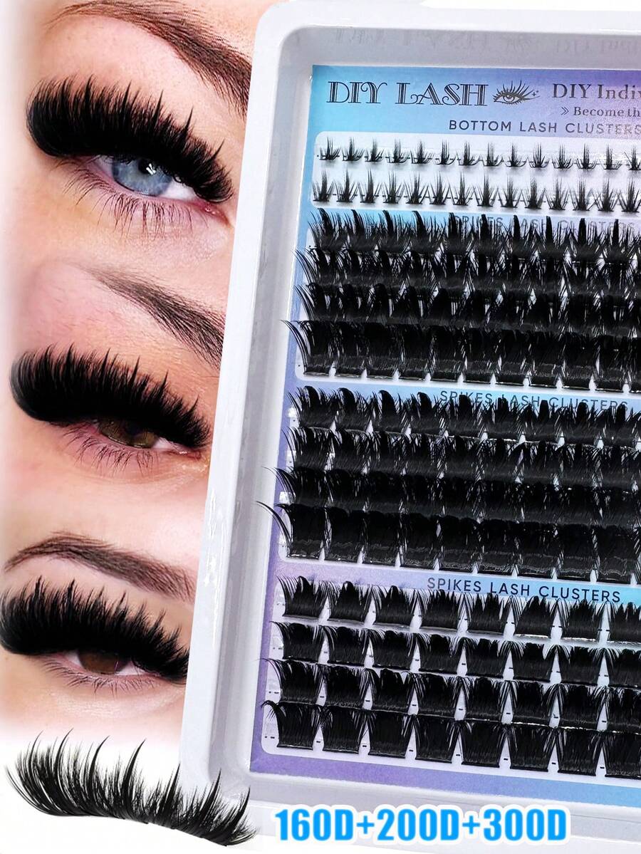4 Styles Eyelash Bottom Lashes And Spikes And Eyelash Clusters Kit,246pcs/182pcs Russian Lash Extensions Kit Spikes Lash 3D Volume Eyelash Clusters,160D/200D/300D Bottom&Spiky Lashes Clusters Volume Individual Lashes Cluster Extensions Spikes Lashes Clusters DIY Fairy/Manga Eyelash, 6-18mm Mixed Length, Natural & Soft, Multi-Type Natural Look, Suitable For Any Style, Reusable Makeup Accessories Lash Clusters, Eyelash Clusters, Individual Eyelashes, Lashes, Fake Lashes - DD - 查看 1