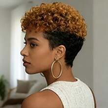 6 Inch Short Pixie Cut Human Hair Wig, Women's Curly Textured Full Lace Front Wig - Multicolor - View 13