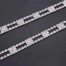 2pcs Minimalist Fashion Crystal Metal Chest Strap, Crystal Bustier Strap, Off-Shoulder Body Chain - Silver 2PCS - View 9