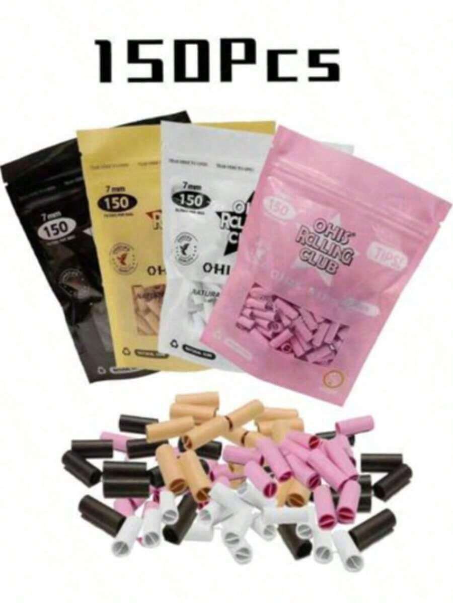 OHIS High-Quality, Durable, 7mm Diameter Disposable Colored Filter Tips (150 Capsules) Handmade Rolling Cigarette Holders Are A Must-Have For Travel Parties, A Great Gift For Father's Day, Or A Boyfriend Gift.JSTJST - Hồng - Xem 1