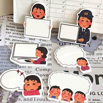 30pcs/Set Japanese Cartoon Character Sticky Notes, Creative Cute Memo Pad, Strong Adhesive Suitable For Office, School, Bookmarks, Home Decor, Perfect Gift For Friends