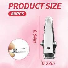 80pcs Sliver Metal Small Alligator Hair Clips Alligator Clips For Crafts Mini Alligator Clips For Hair Accessories And Diy Supplies - Bạc - Xem 2